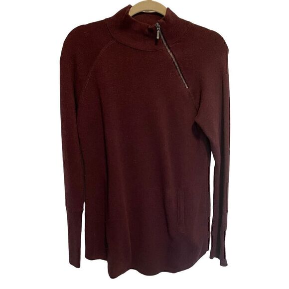 TAHARI Pullover Womens Size Small Shoulder Zip Detail Burgundy, Aubergine - Picture 7 of 8